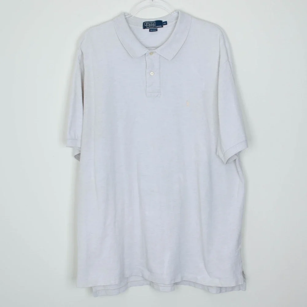 Polo Ralph Lauren Mens‎ XXL Cream Short Sleeve Collared Polo Shirt Preppy Office